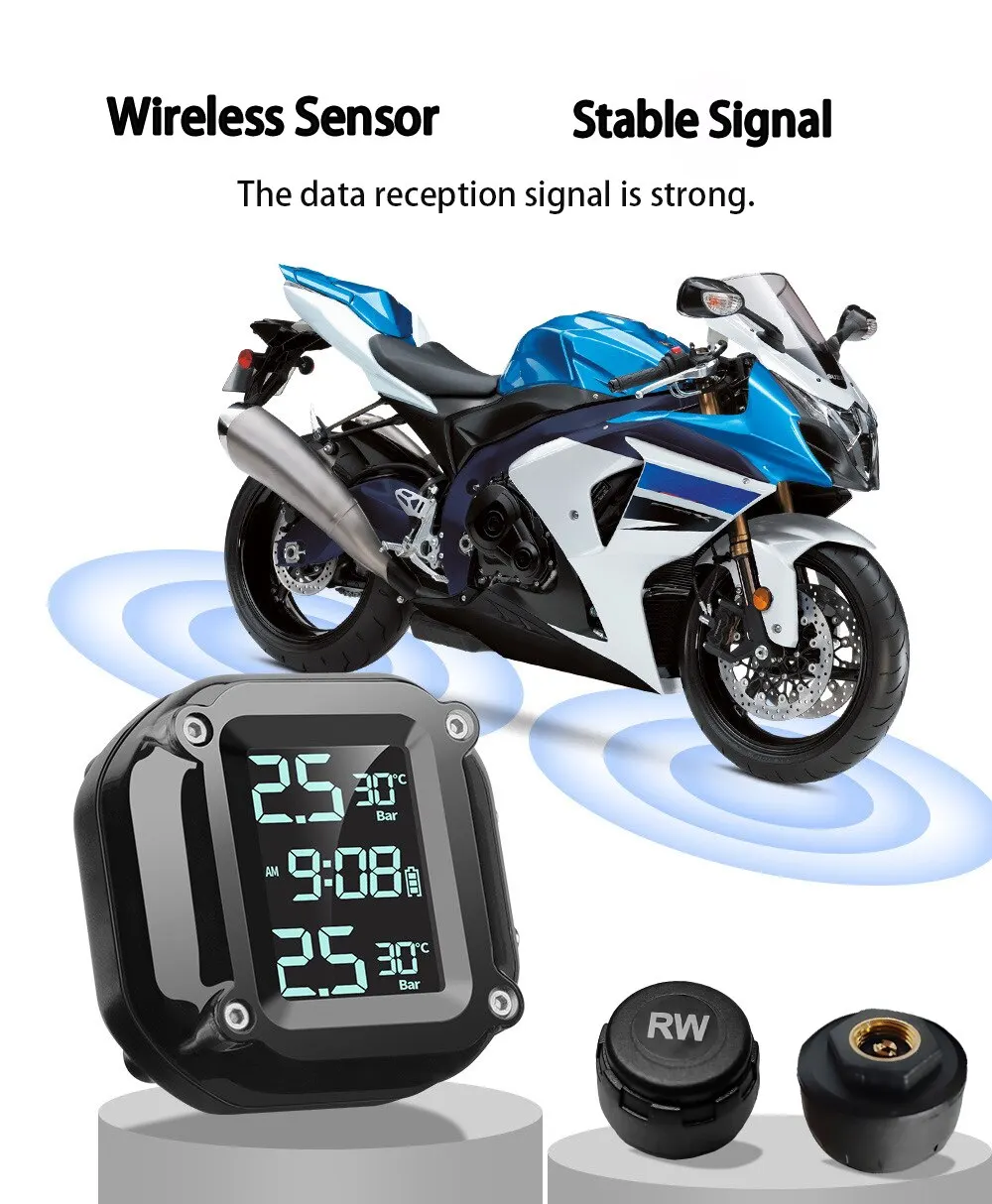 Tire Pressure Monitor - M5 TPMS Motorcycle Tire Pressure Sensors