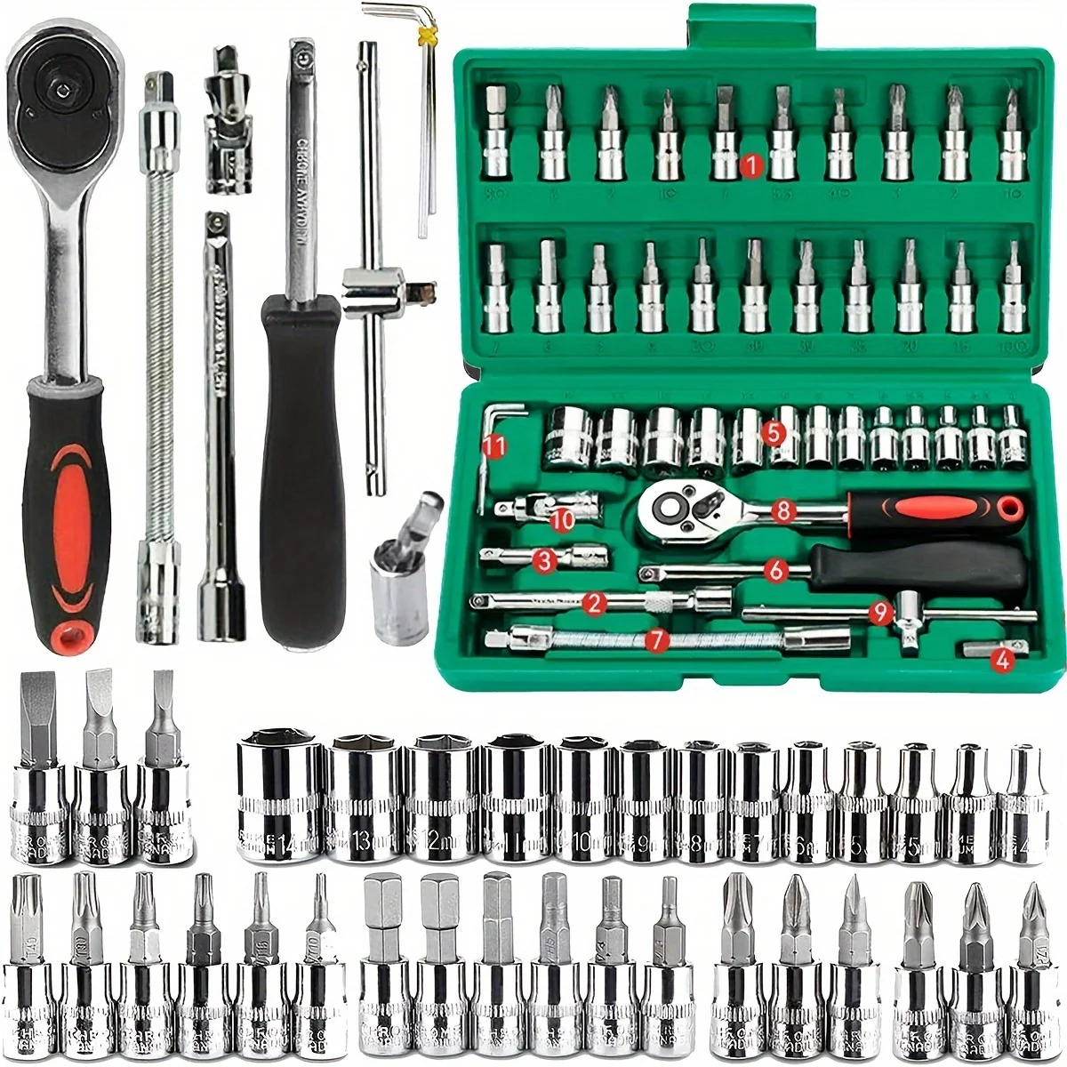 46pc Drive Socket Set 1/4 inch - Car Accessories Workshop ulasan dan harga